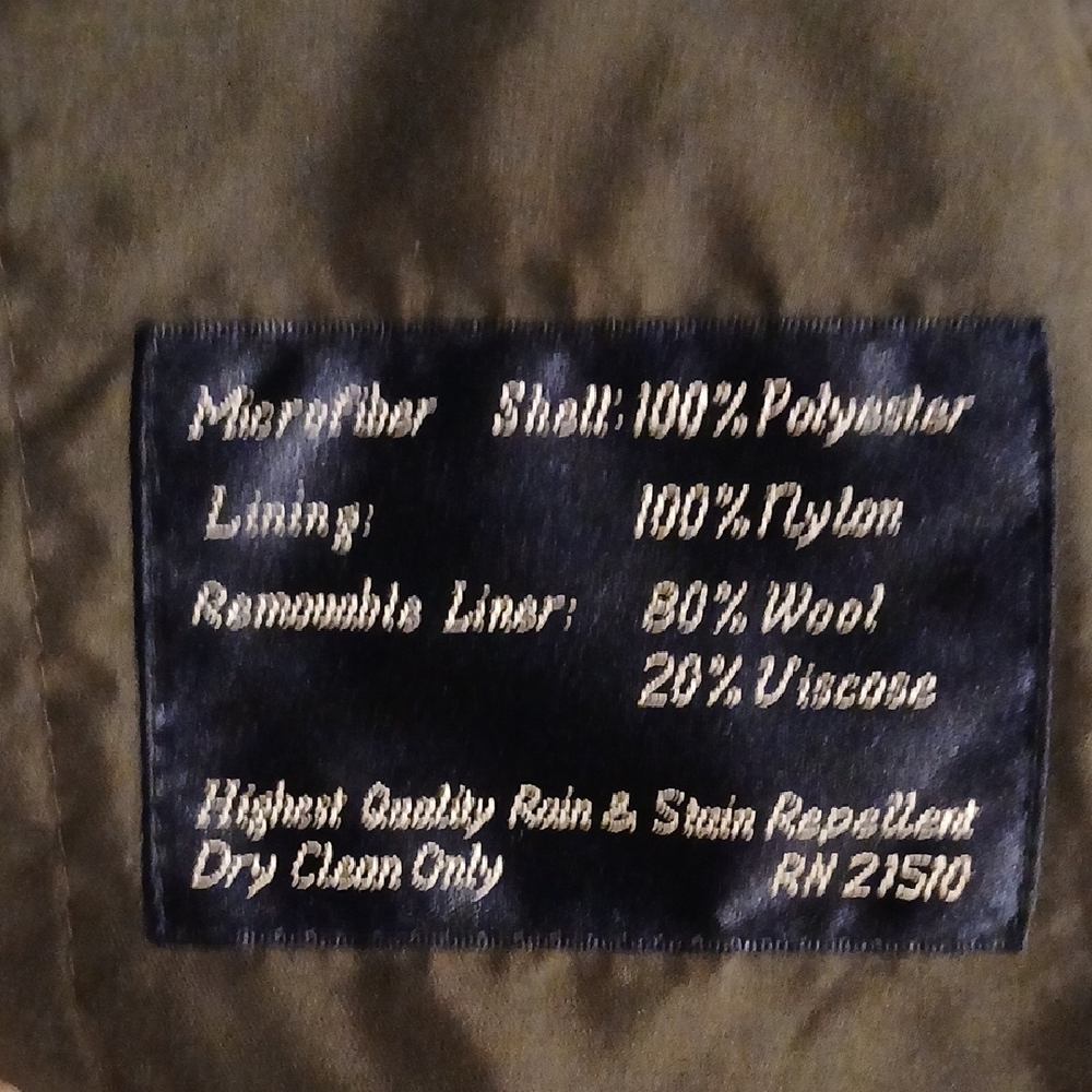 Ralph Lauren Olive Trench Coat with Brown Collar - Picture 5 of 5